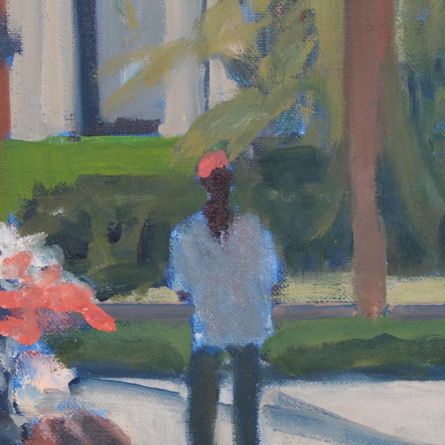 Figure in Garden Oil Painting, Anonymous