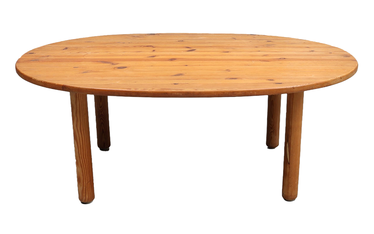 Solid Pine Oval Shaped Coffee Table c. 1950