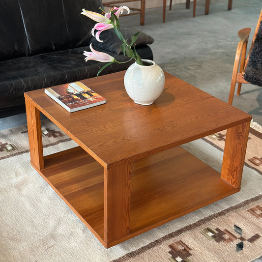 Swedish Pine Modernist Coffee Table on Casters c. 1950