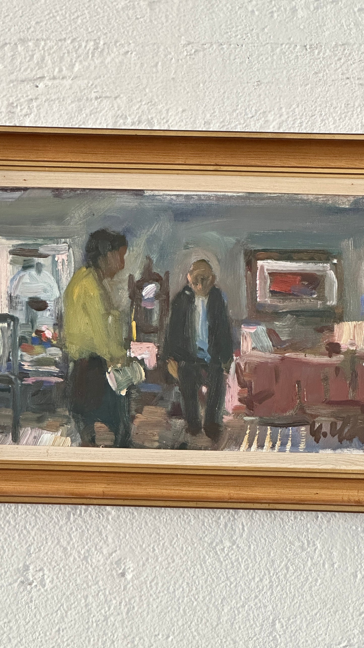 “Interior View” Oil on Canvas Signed by Uno Herbert Karlsson, Sweden 20th Century