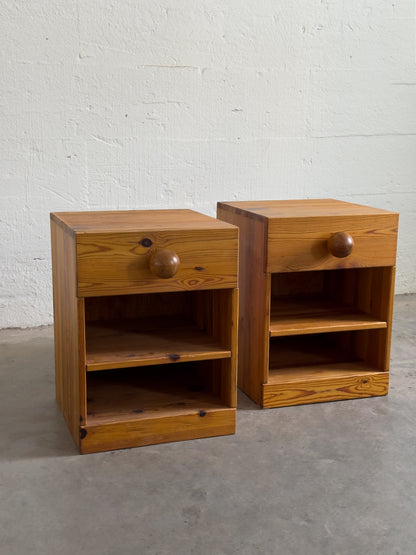 Sven Larsson Pine Bedside Tables, Scandinavian Modern, Mid 20th C.