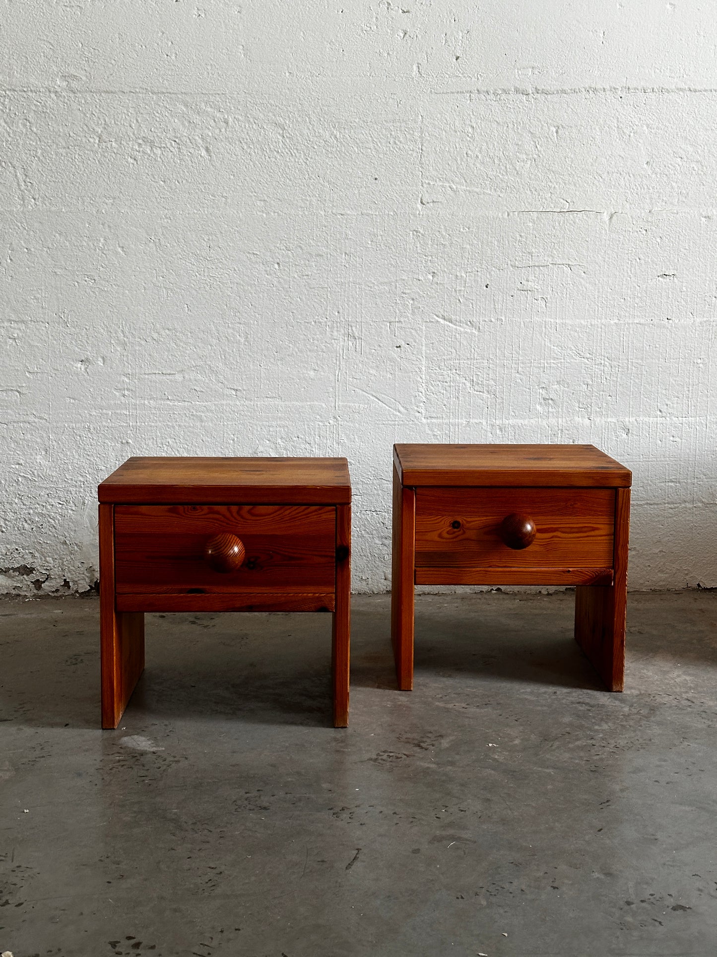 Pair of 1970s Pine Bedside Tables with Drawer, Sweden