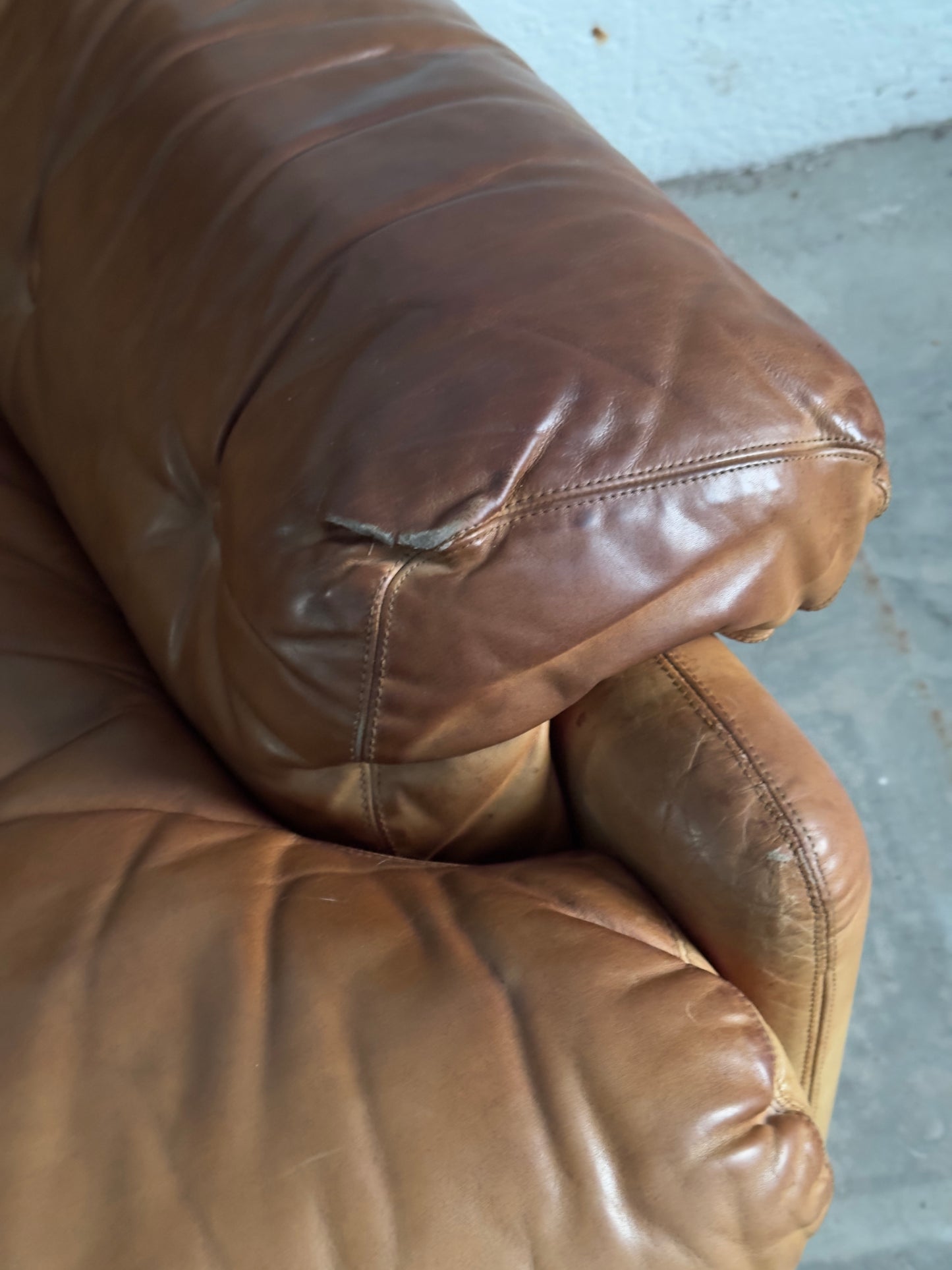 Afra & Tobia Scarpa Coronado Sofa for C&B Italia, Tan Leather, c. 1970