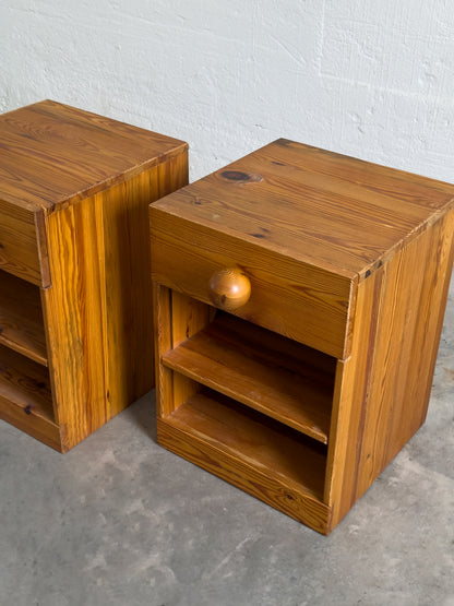 Sven Larsson Pine Bedside Tables, Scandinavian Modern, Mid 20th C.