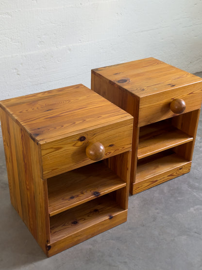 Sven Larsson Pine Bedside Tables, Scandinavian Modern, Mid 20th C.
