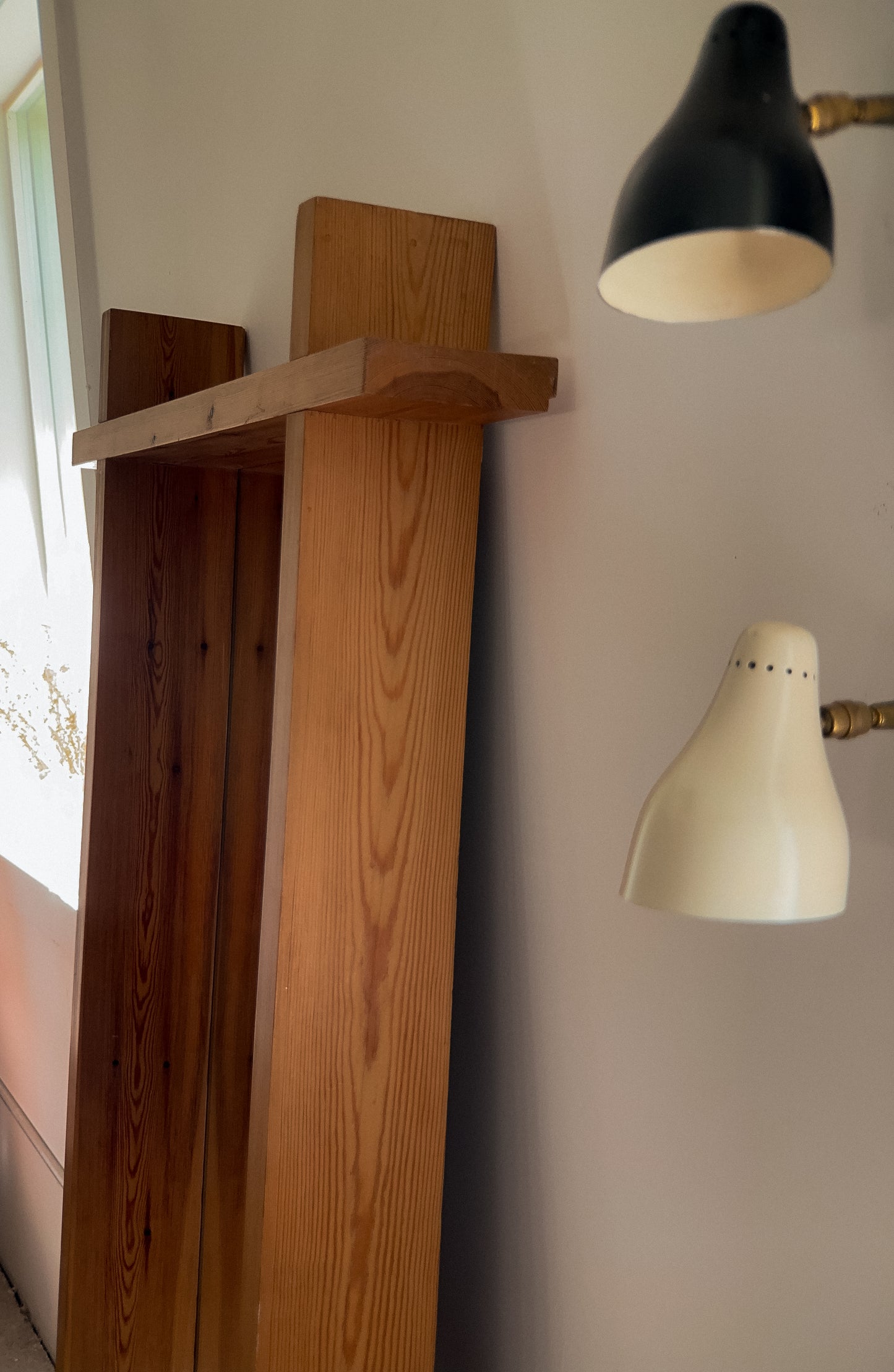 Rectangular Cross Bar Solid Pine Mirror, c. 1970