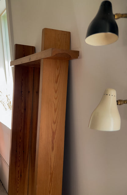 Rectangular Cross Bar Solid Pine Mirror, c. 1970