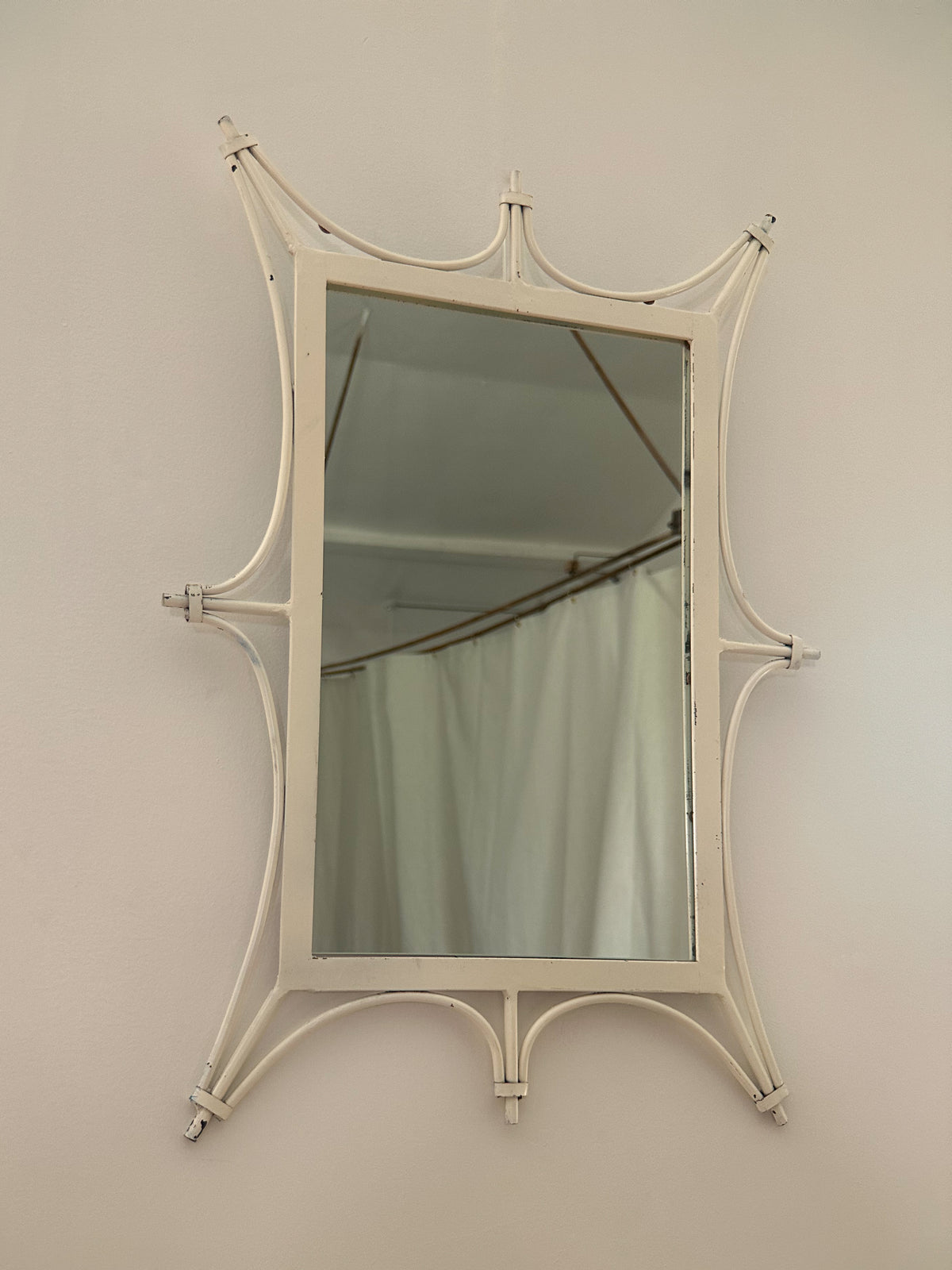 Italian Sculptural Iron Mirror, c. 1960