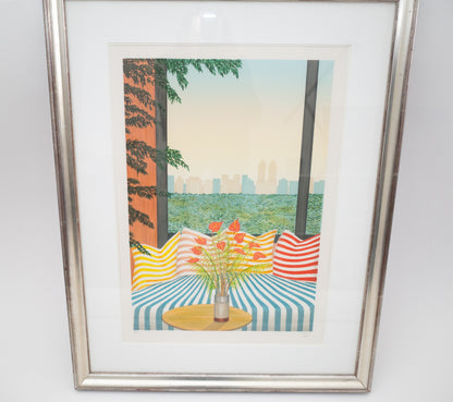 Francois Leden Central Park Lithograph, Framed