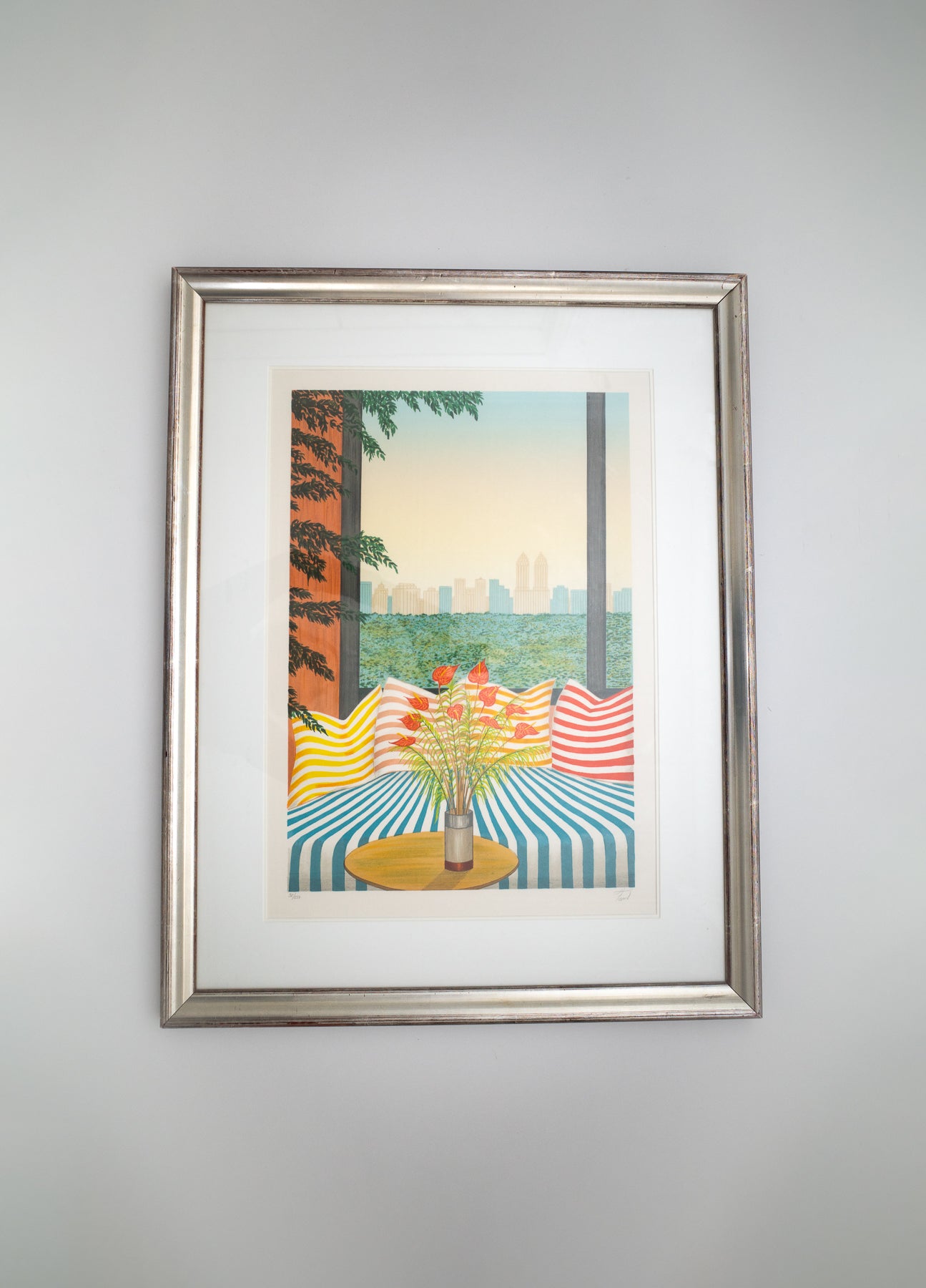 Francois Leden Central Park Lithograph, Framed