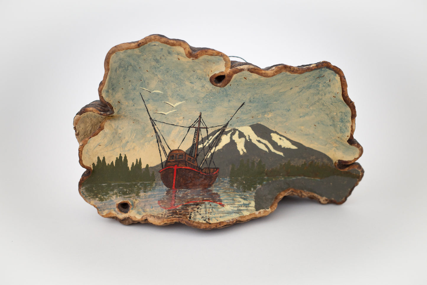Painting of Alaskan fishing boat on Tree Wood, Anonymous