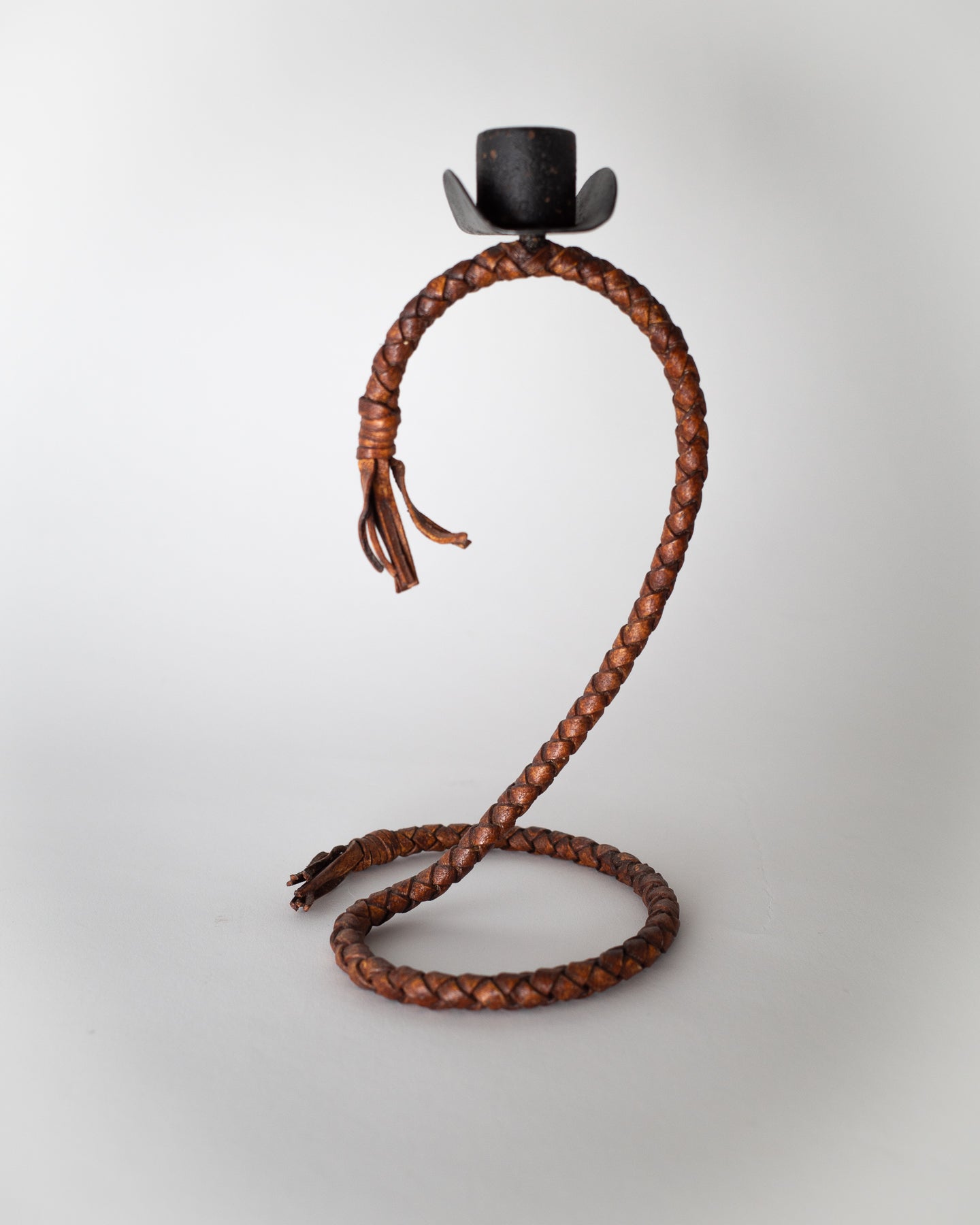 Leather Steel Lasso Candlestick