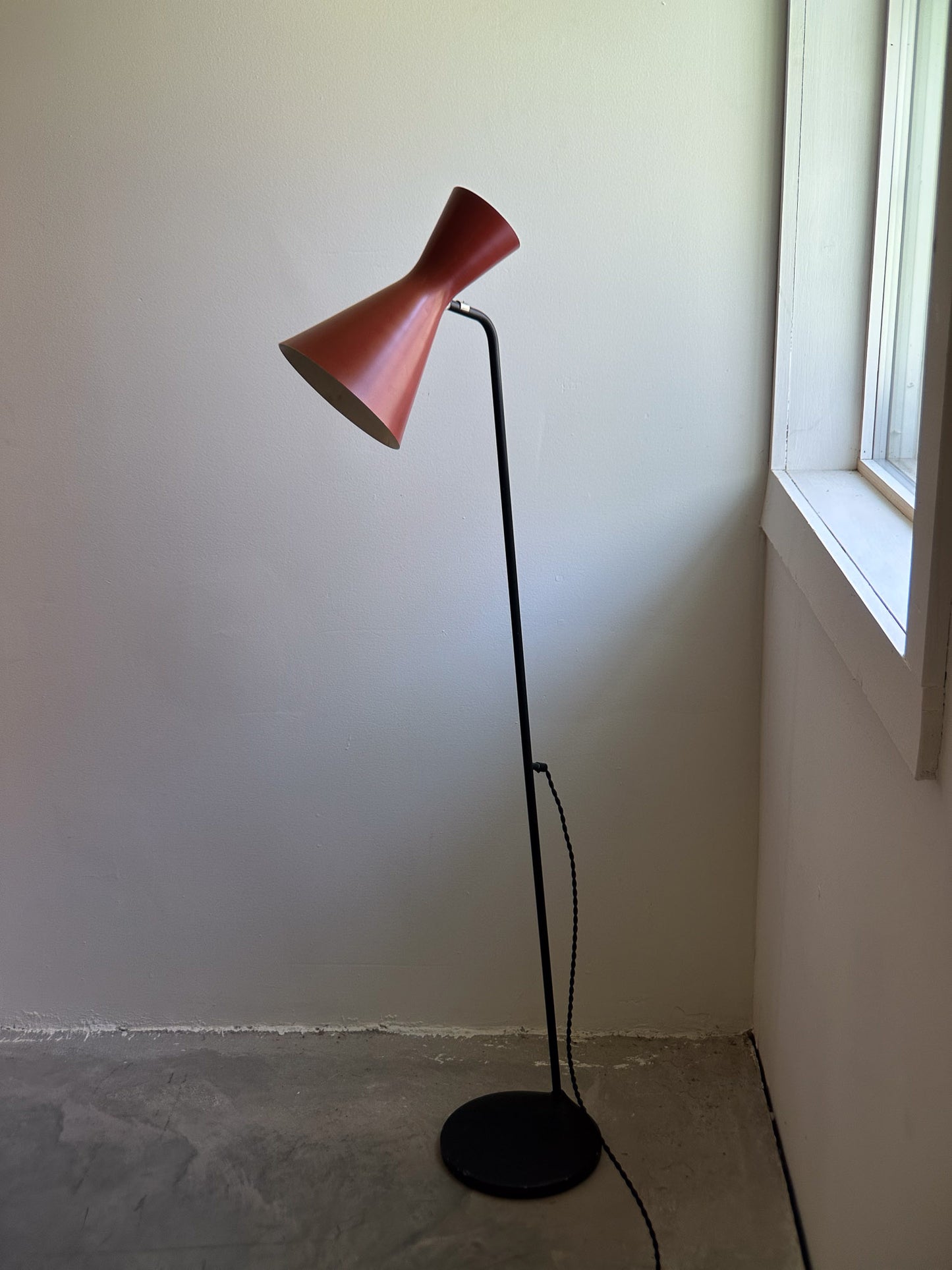 Swedish Red Floor Lamp for ASEA, Mid 20th Century