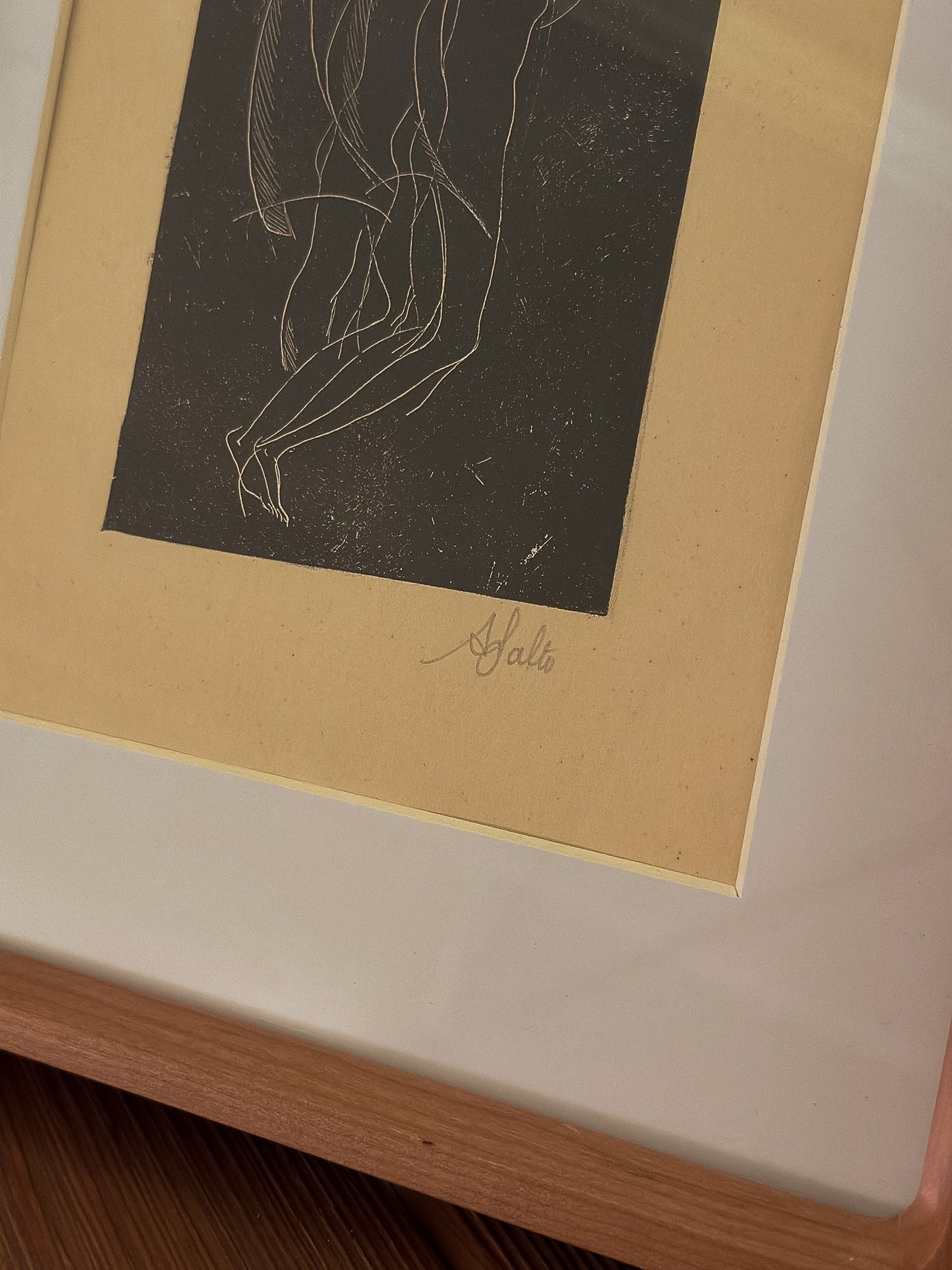 Axel Salto Dancing Figures Woodcut Print, Danish Artist