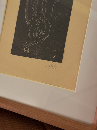 Axel Salto Dancing Figures Woodcut Print, Danish Artist