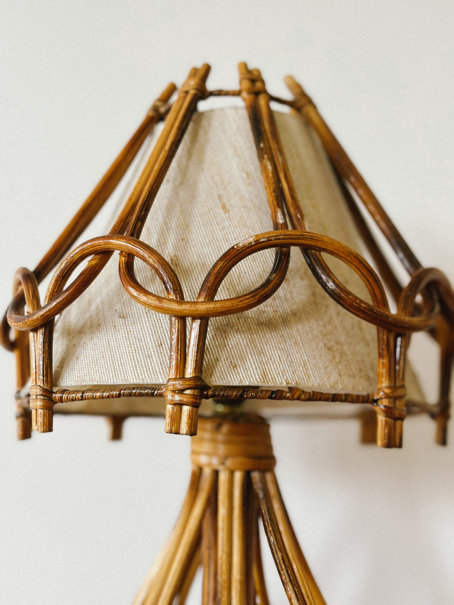 1950s RATTAN LAMP, French