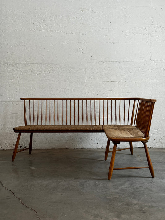 German Spindle-back Corner Bench designed by Arno Lambrecht for WK Möbel, Mid 20th century
