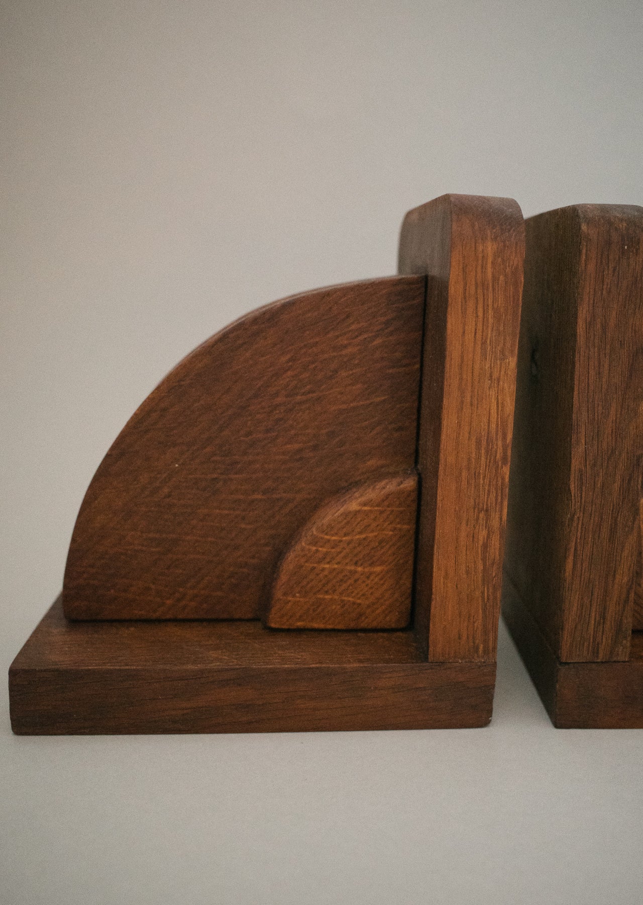 FRENCH SOLID OAK WOOD BOOKENDS C. 1940