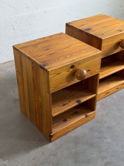 Sven Larsson Pine Bedside Tables, Scandinavian Modern, Mid 20th C.
