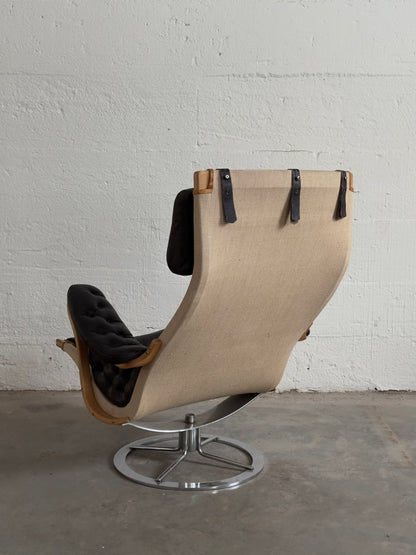 Bruno Mathsson Pernilla Chair and Ottoman for DUX, c. 1970