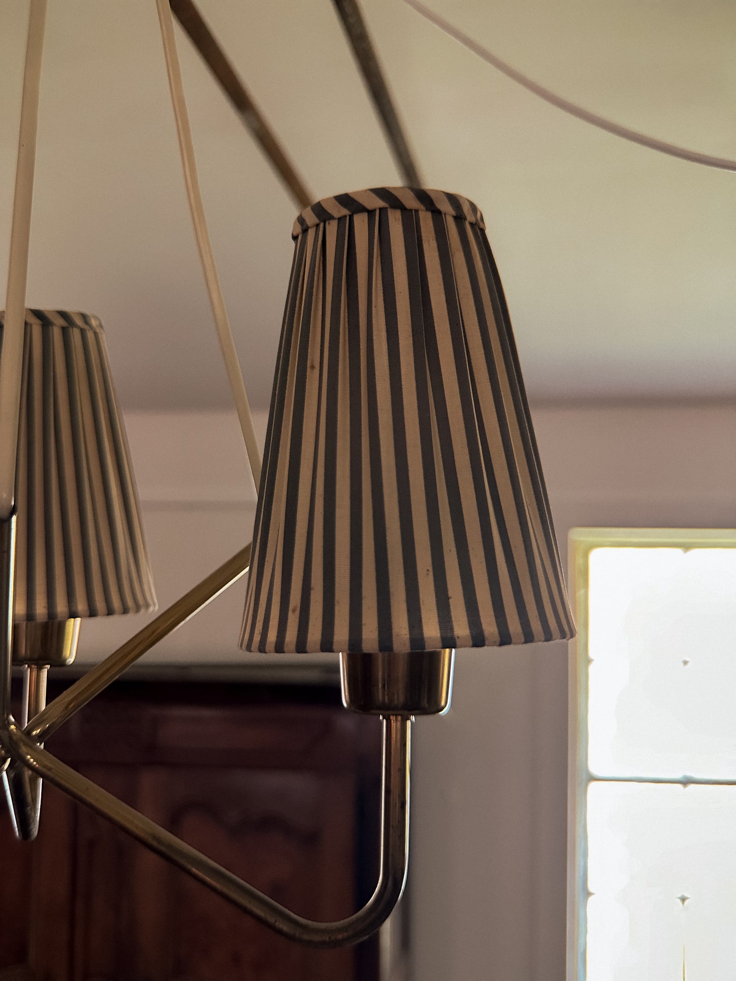 Swedish Brass Three Armed Chandelier, c. 1940