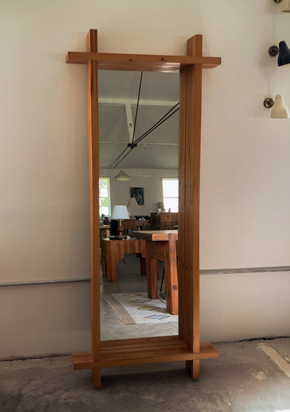 Rectangular Cross Bar Solid Pine Mirror, c. 1970