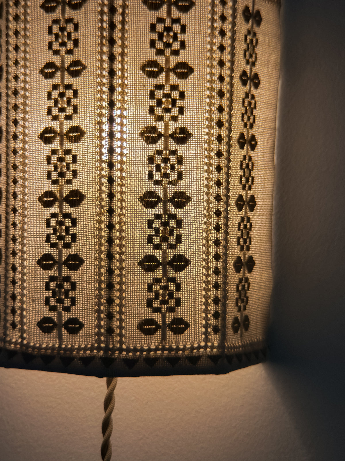 Embroidered Fabric Wall Sconce, Sweden