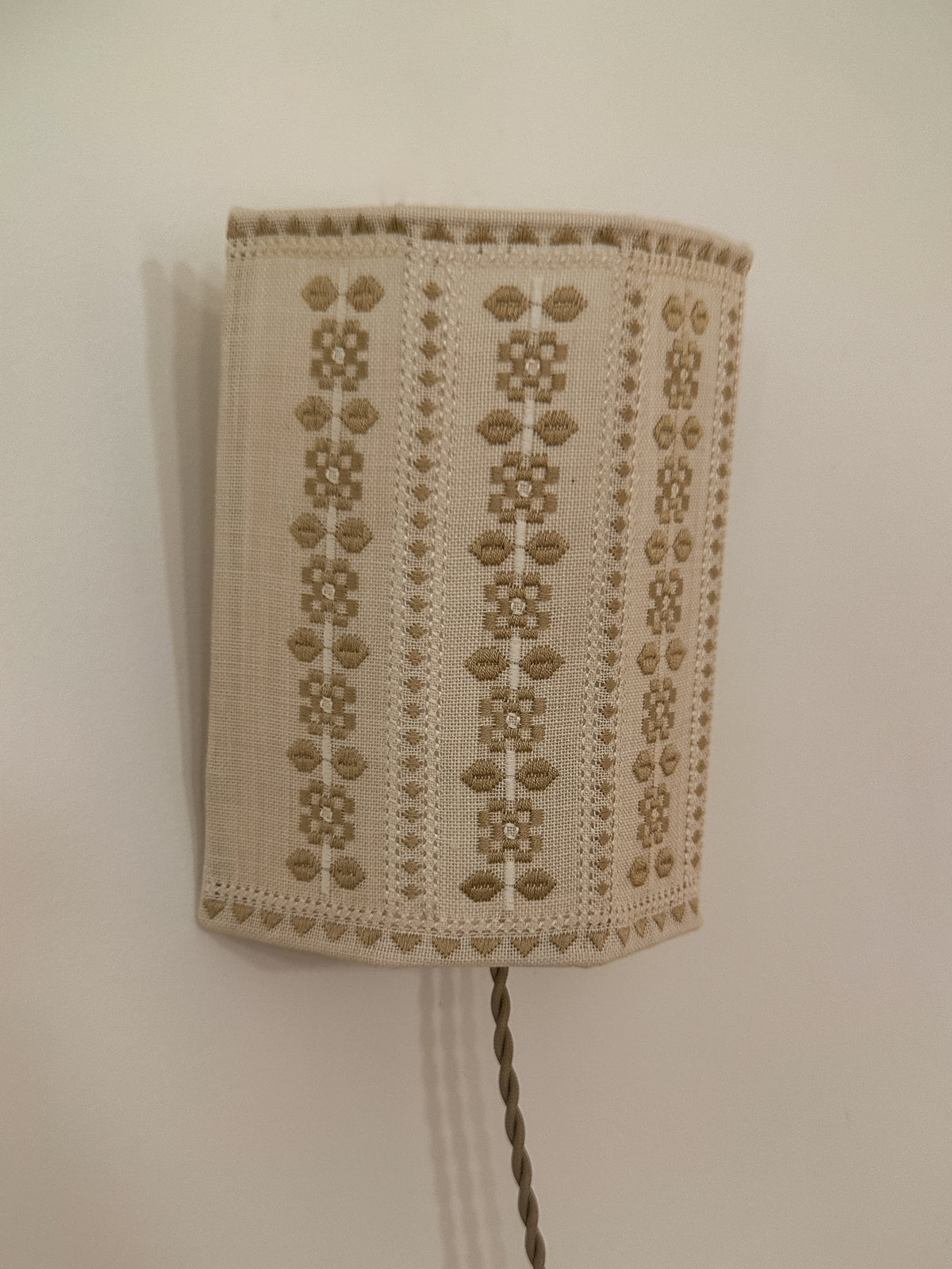 Embroidered Fabric Wall Sconce, Sweden
