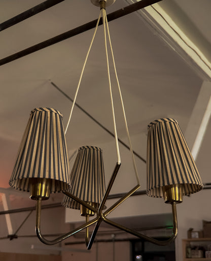 Swedish Brass Three Armed Chandelier, c. 1940
