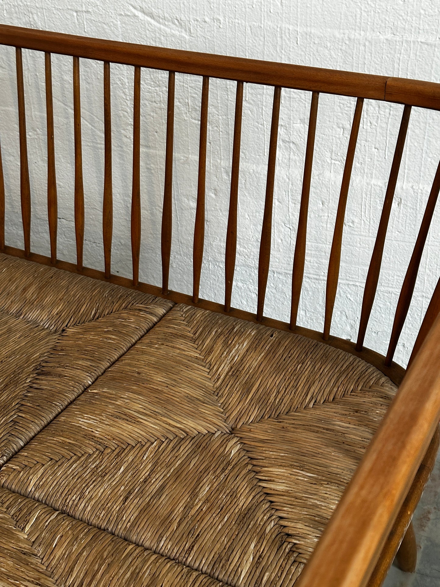 German Spindle-back Corner Bench designed by Arno Lambrecht for WK Möbel, Mid 20th century