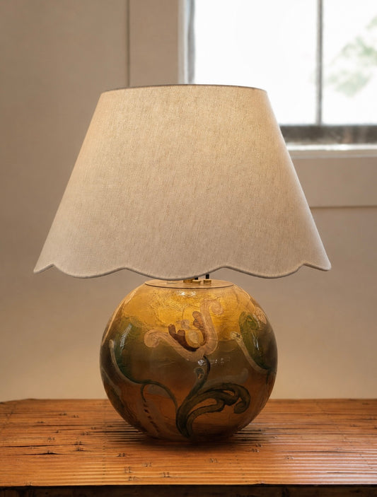 Painted Glass Table Lamp, Sweden, c. 1935