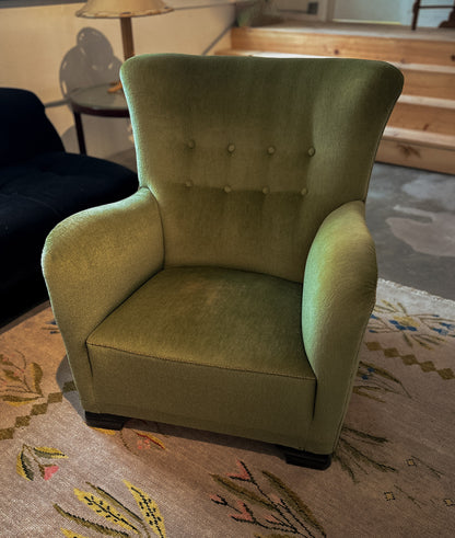 Green Danish Easy Chair, Early 20th Century