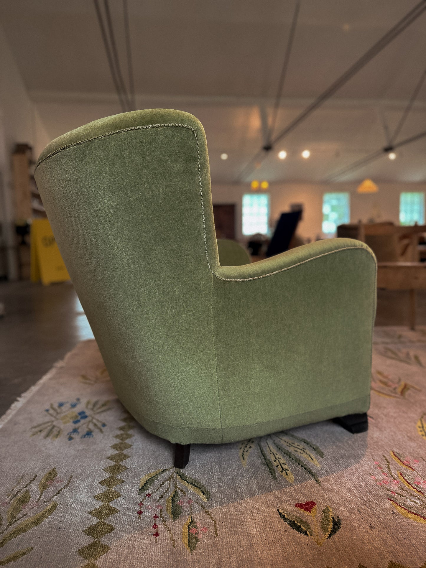 Green Danish Easy Chair, Early 20th Century