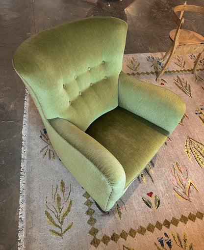 Green Danish Easy Chair, Early 20th Century