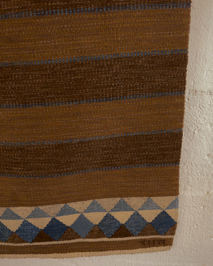 Vintage Handwoven Flatweave Rug, Signed by Artist c. 1970