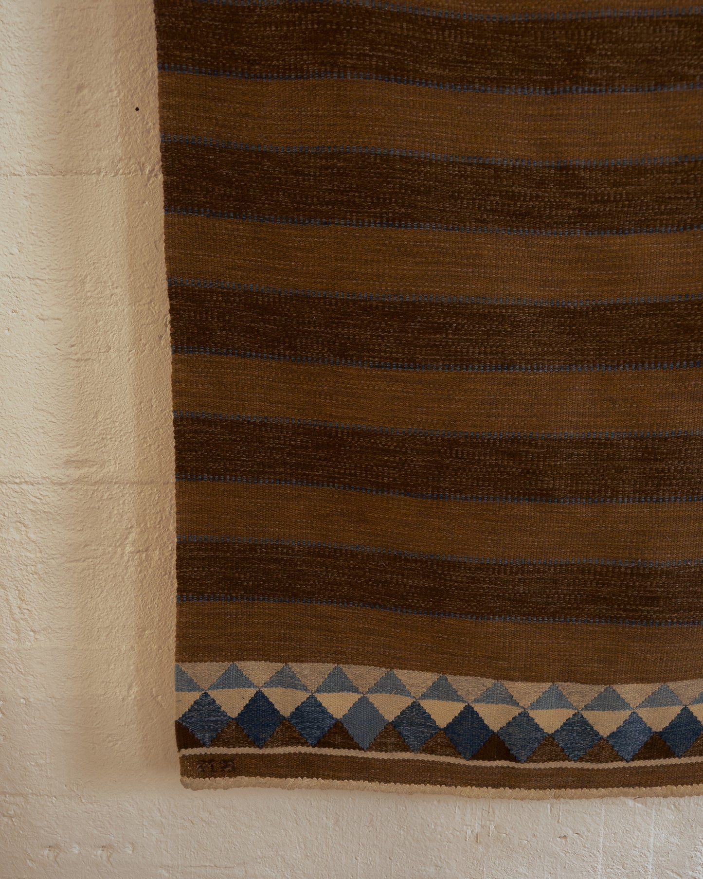 Vintage Handwoven Flatweave Rug, Signed by Artist c. 1970