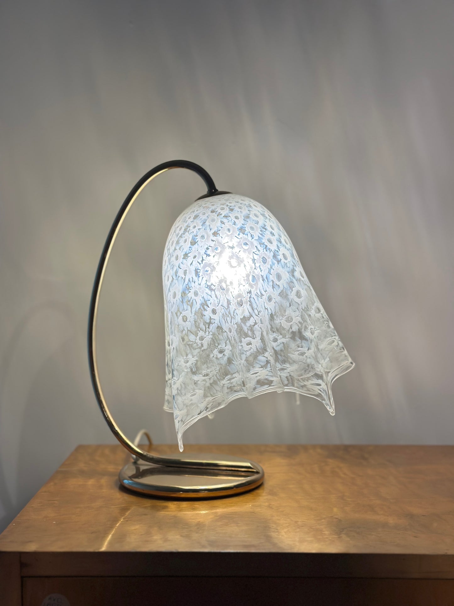 Murano “Mouchoir” Table Lamp in Blown Glass and Brass, Italy, c. 1960