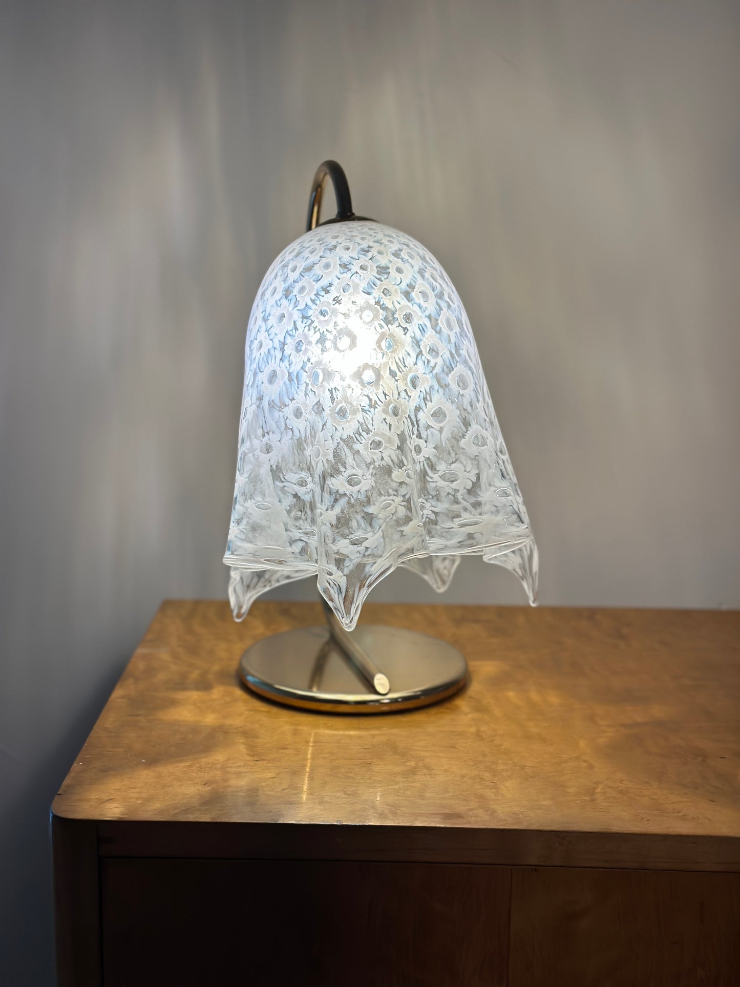 Murano “Mouchoir” Table Lamp in Blown Glass and Brass, Italy, c. 1960