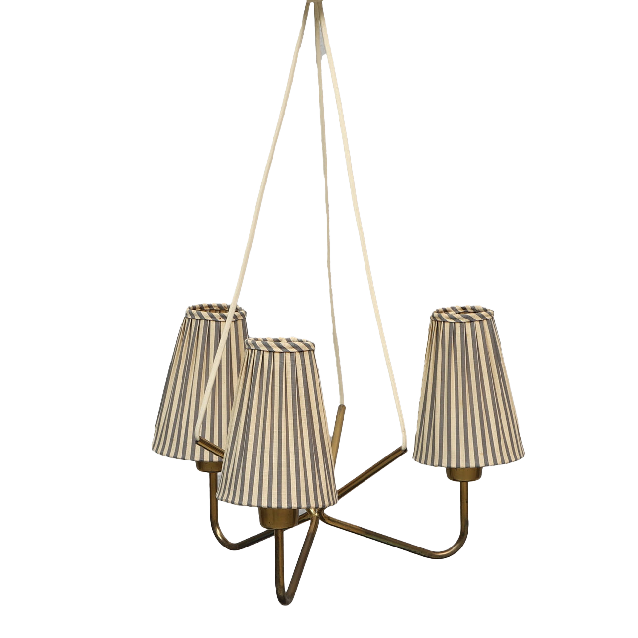 Swedish Brass Three Armed Chandelier, c. 1940