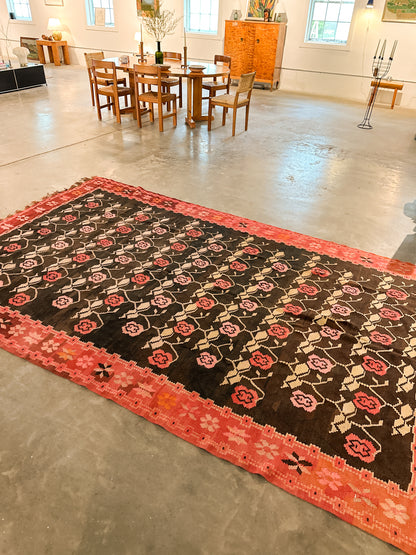 Large Kurdish “Rose” Wool Kilim, Mid 20 C.