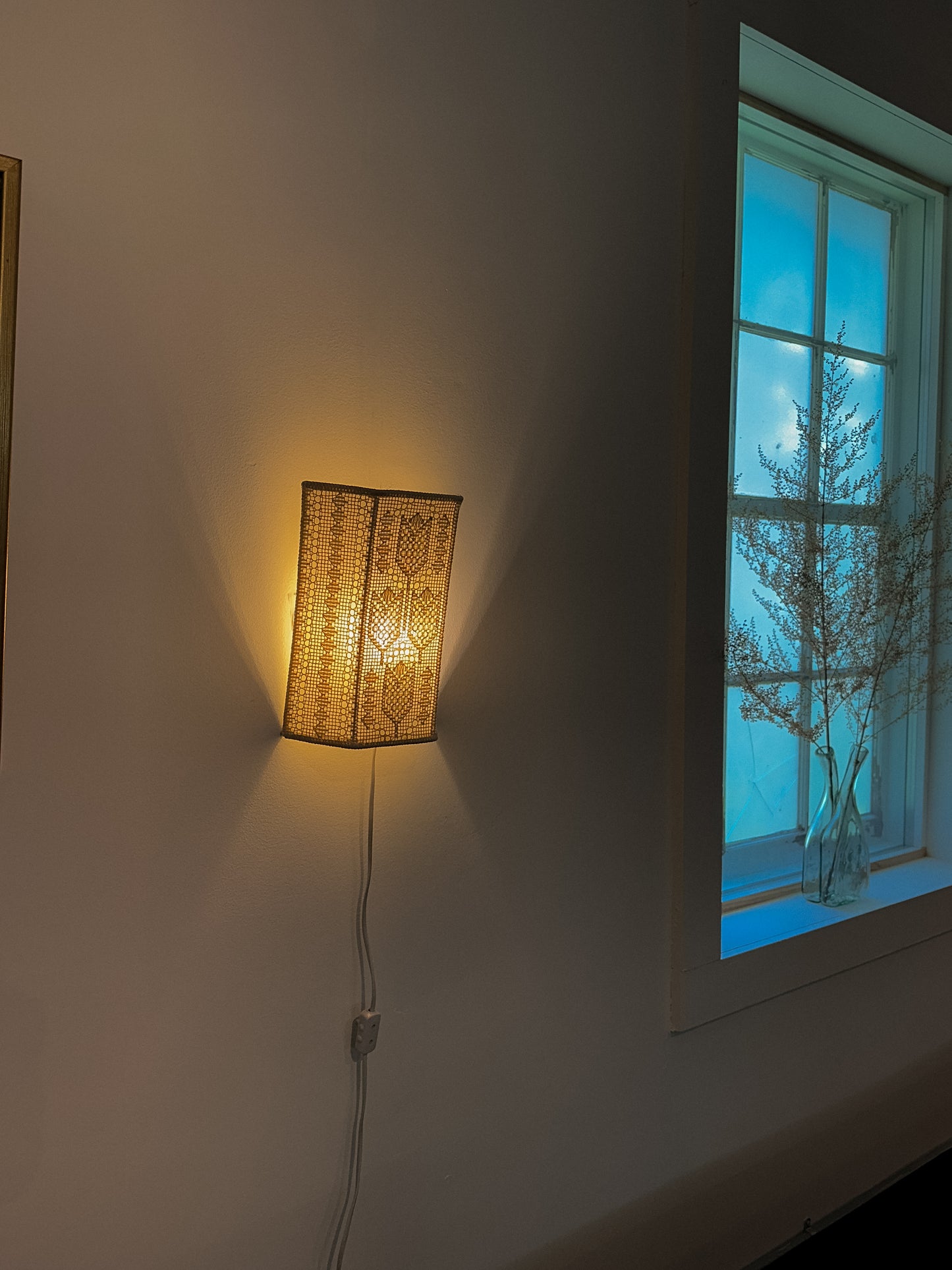 Swedish Embroidery Textile Wall Sconce