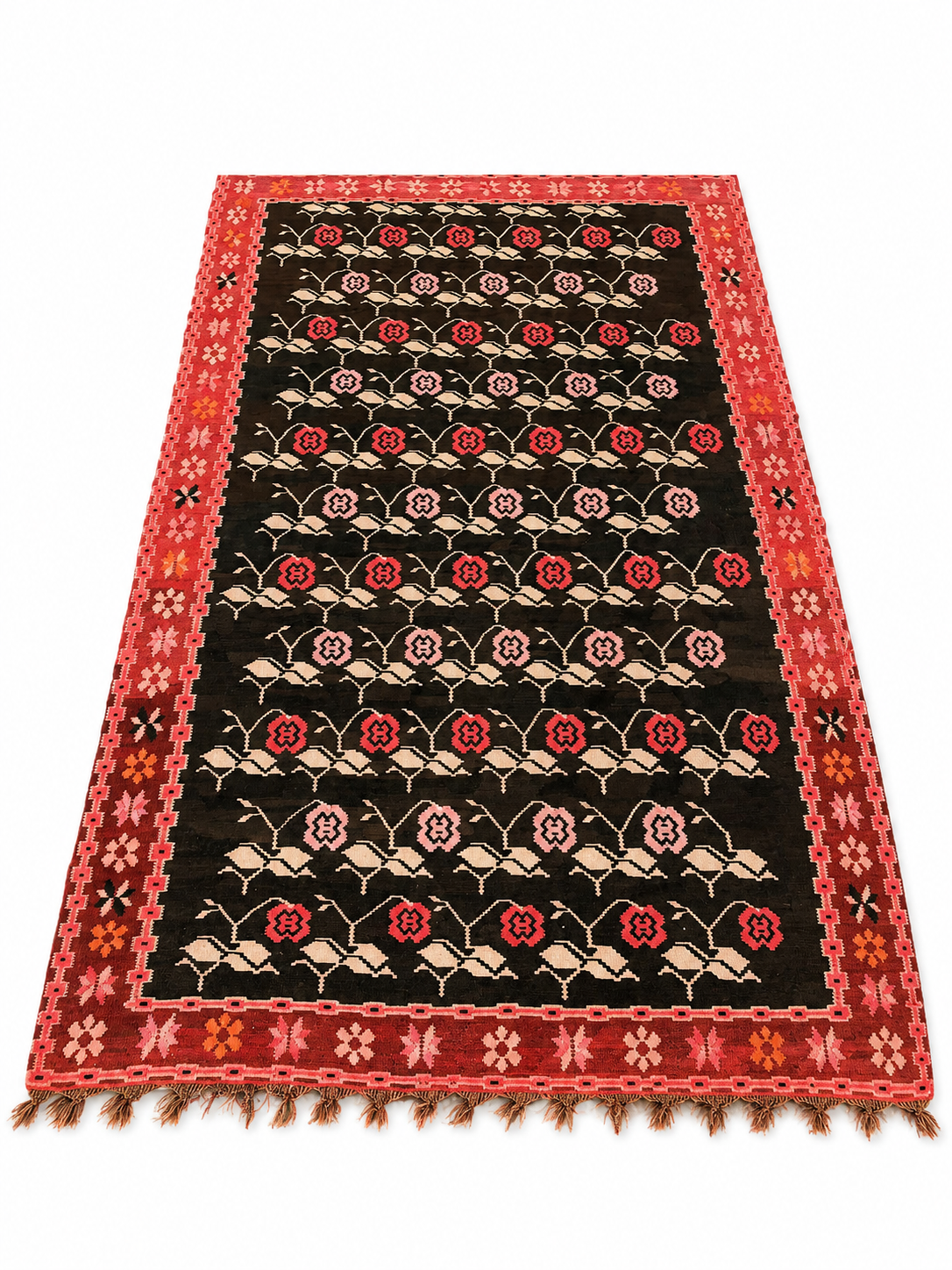 Large Kurdish “Rose” Wool Kilim, Mid 20 C.