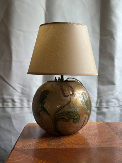 Painted Glass Table Lamp, Sweden, c. 1935