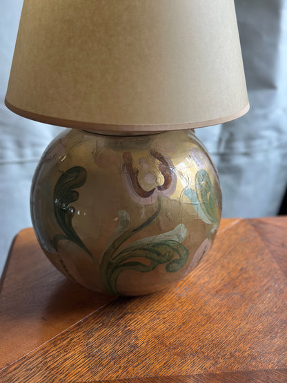 Painted Glass Table Lamp, Sweden, c. 1935