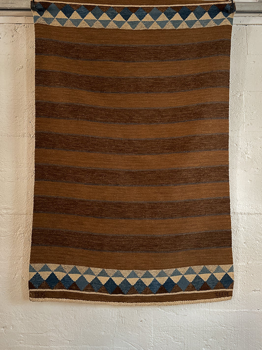 Vintage Handwoven Flatweave Rug, Signed by Artist c. 1970