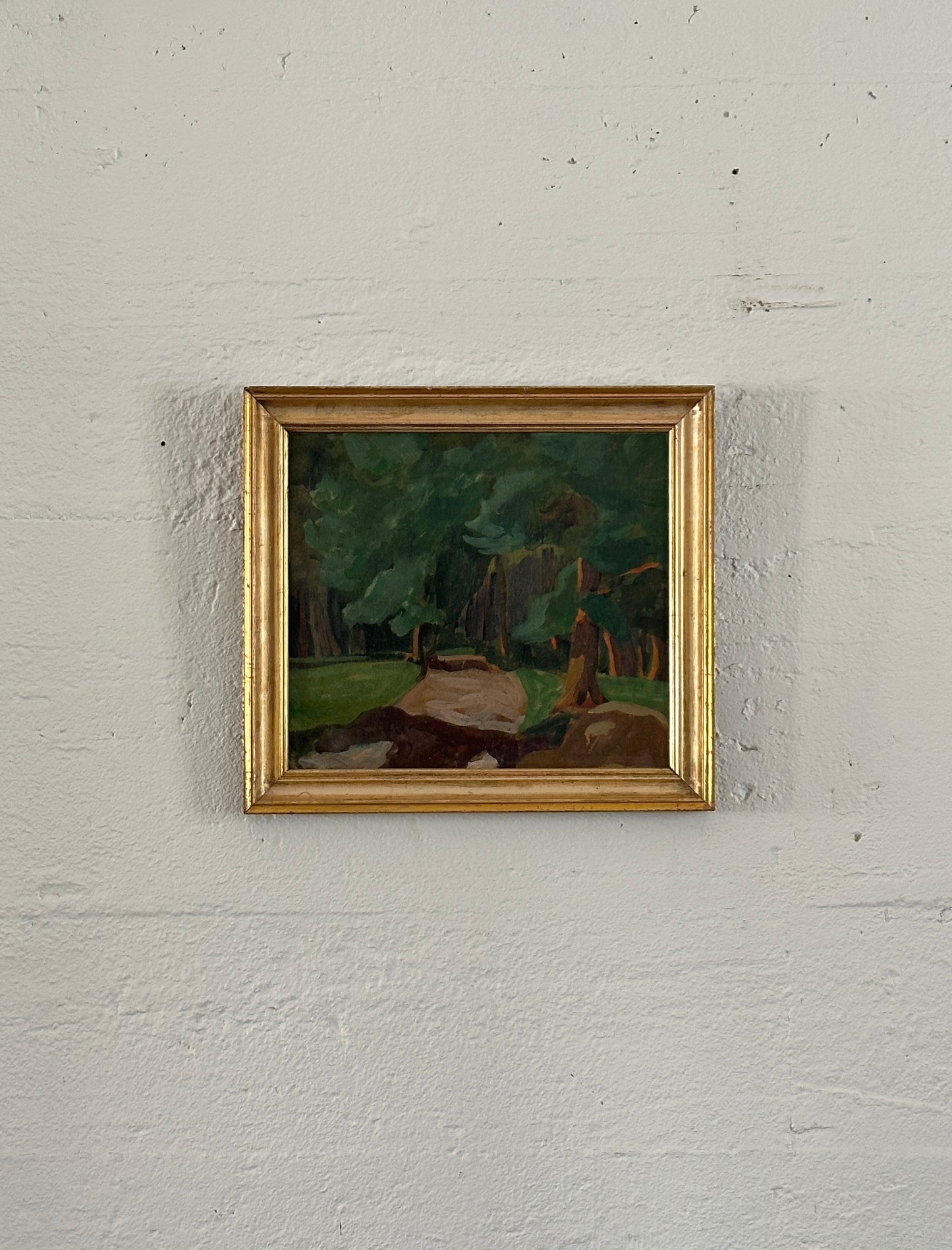 "Forest Path" Oil on Panel Early 20th C, Unsigned