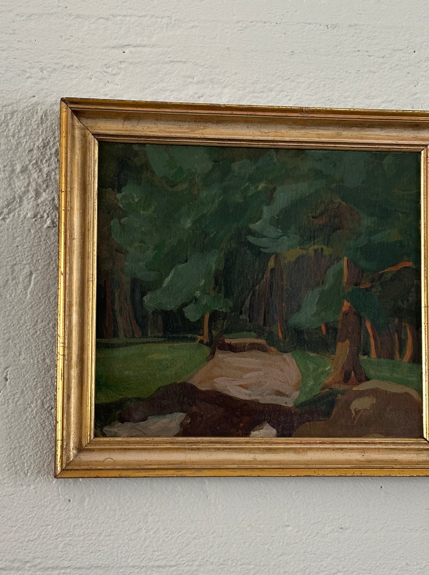 "Forest Path" Oil on Panel Early 20th C, Unsigned