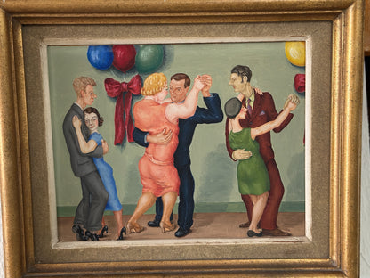Dancing Couples by Fritz Högberg, Oil on Canvas, Signed