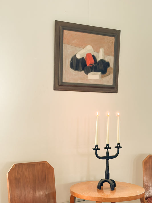Objects and Red Box by Gunnar Hållander, Oil on Canvas, Sweden c. 1967