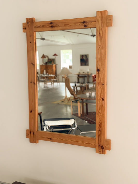 Pine Scandinavian Half-Lap Mirror c. 1970